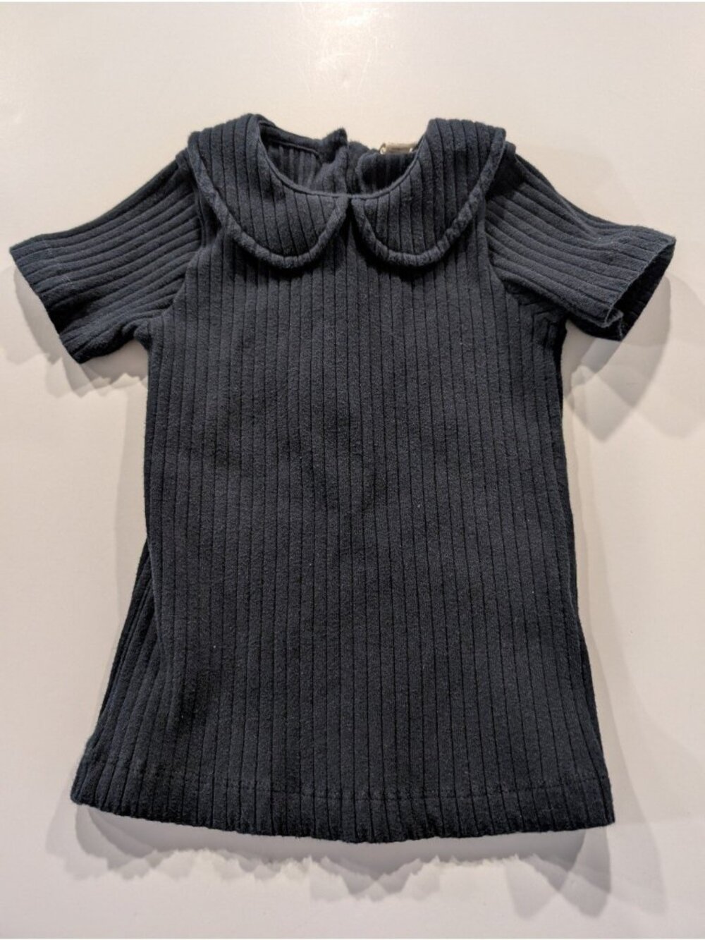Kate Quinn Organic Cotton Wide Rib 2T Peter Pan Collar Tee Black Spooky